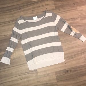Greylin Striped Sweater with Elbow Patches